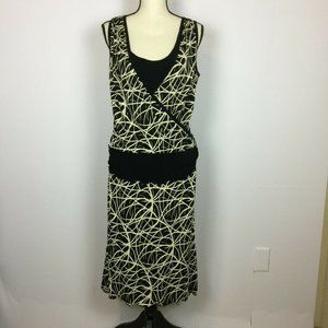Max Studio Wrap Dress Size L Womans Brown Beige Sleeveless Drop Elastic Waist